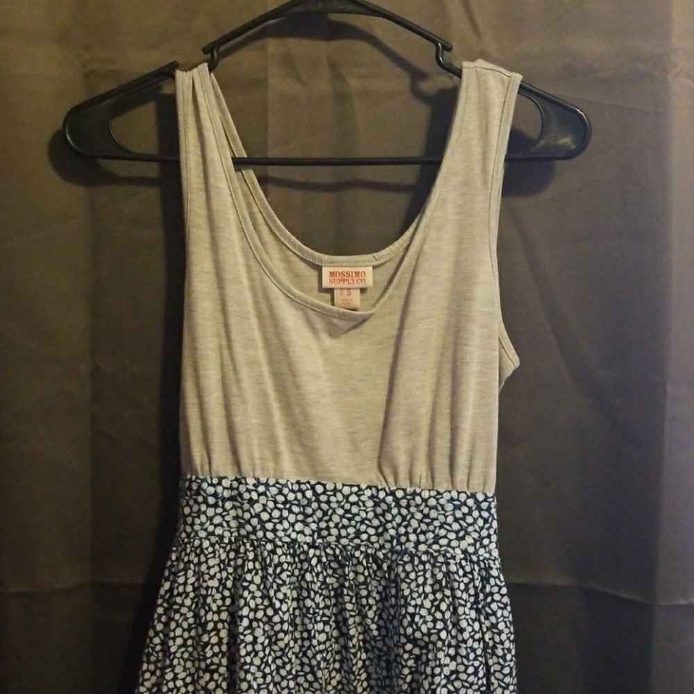 Gray blue and white dress